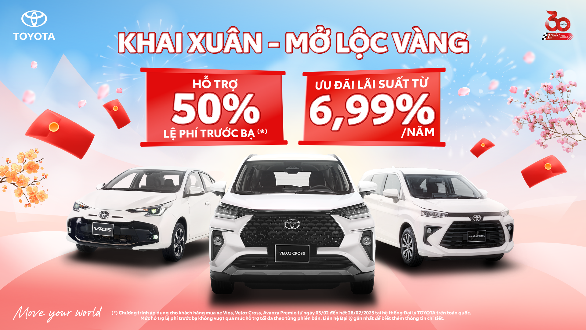 TOYOTA VIỆT NAM TRIỂN KHAI CHƯƠNG TRÌNH KHUYẾN MẠI “KHAI XUÂN - MỞ LỘC VÀNG” CHO MẪU XE VIOS, VELOZ CROSS, AVANZA PREMIO TRONG THÁNG 2/2025
