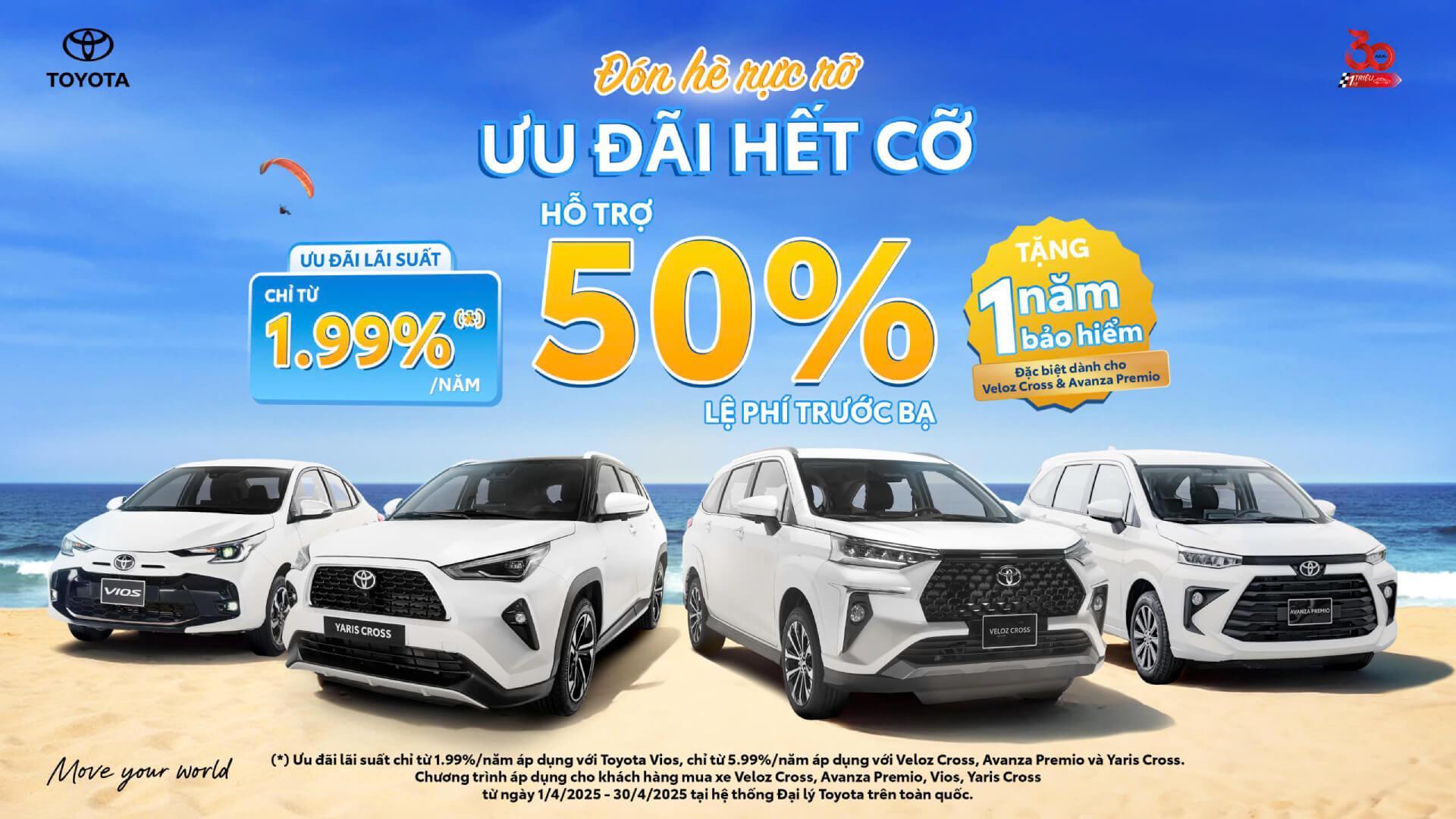 TOYOTA VIỆT NAM TRIỂN KHAI CHƯƠNG TRÌNH KHUYẾN MẠI CHO MẪU XE VIOS, VELOZ CROSS, AVANZA PREMIO VÀ YARIS CROSS TRONG THÁNG 04/2025